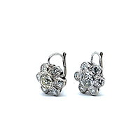 Charming Diamond Daisies Earrings in 14 Karat White Gold