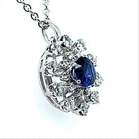Adorable Snowflake Pendant in 18K White Gold with Natural Sapphire and Diamonds