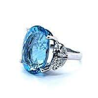 Aquamarine Ring with Diamonds in 14 Karat White Gold
