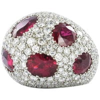 Certified Ruby and Diamond Platinum Cocktail Ring