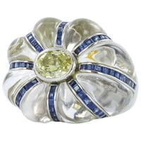 Gübelin Rock Crystal and GIA Certified Fancy Colored Diamond Ring Gübelin Rock Crystal and GIA Certified Fancy Colored Diamond Ring