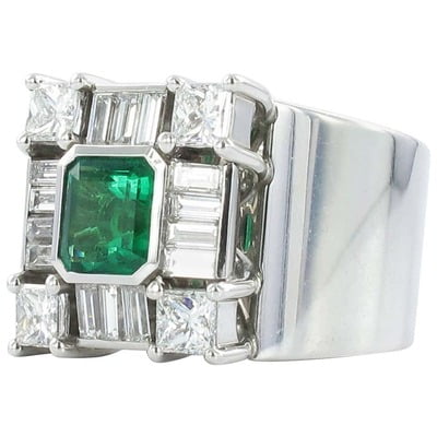 Emerald Diamond Cocktail Ring