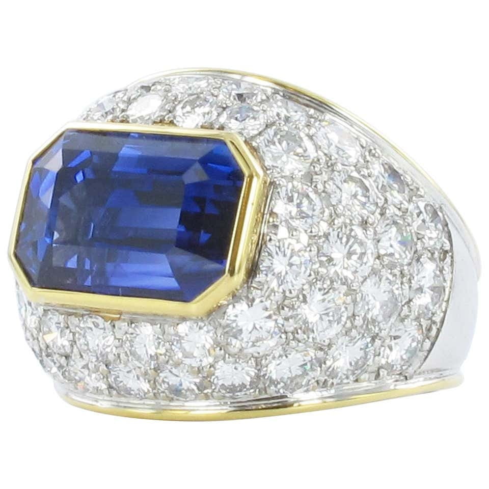 Sapphire Diamond Yellow and White Gold Ring Sapphire Diamond Yellow and White Gold Ring
