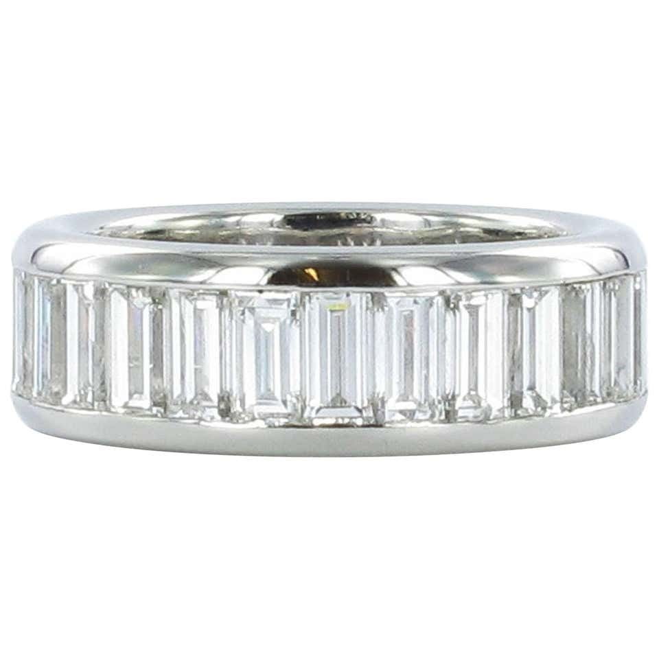 Gübelin Baguette Diamond Platinum Eternity Ring Gübelin Baguette Diamond Platinum Eternity Ring