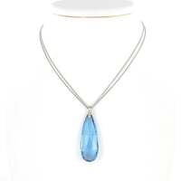 Aquamarine Briolette and Diamond Necklace in 18 Karat White Gold Aquamarine Briolette and Diamond Necklace in 18 Karat White Gold