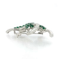 Emerald And Diamond Brooch in Platinum 950 Emerald And Diamond Brooch in Platinum 950