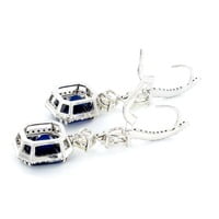 Sapphire and Diamond Drop Earrings in White Gold