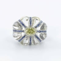 Gübelin Rock Crystal and GIA Certified Fancy Colored Diamond Ring