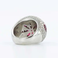 Certified Ruby and Diamond Platinum Cocktail Ring