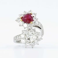 Gübelin Report Burma Ruby Diamond Toi et Moi Platinum Ring Gübelin Report Burma Ruby Diamond Toi et Moi Platinum Ring