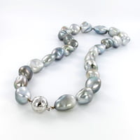 Beautiful Baroque Tahitian Cultured Pearl and Diamond Necklace