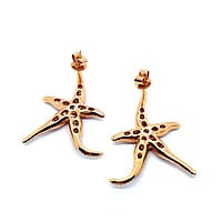 Pink Sapphire and Diamond Sea Stars Earrings in 18 Karat Rose Gold