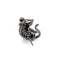 Cute Diamond Mouse Brooch in 18 Karat Blackened White Gold