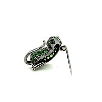 Cute Tsavorite Mouse Brooch in 18 Karat Blackened White Gold