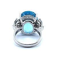 Aquamarine Ring with Diamonds in 14 Karat White Gold