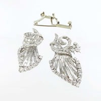 Beautiful Diamond Double Clip Brooch in Platinum 950 Beautiful Diamond Double Clip Brooch in Platinum 950