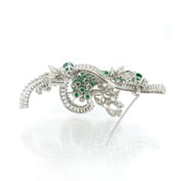 Emerald And Diamond Brooch in Platinum 950