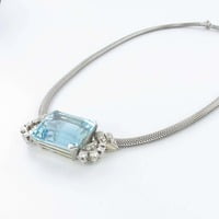 Aquamarine and Diamond Gold Necklace Aquamarine and Diamond Gold Necklace
