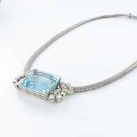 Aquamarine and Diamond Gold Necklace