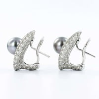 Fabulous Tahitian Cultured Pearl Diamond Earclips