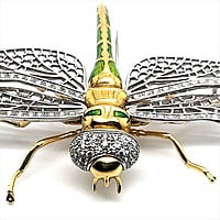 Bucherer Dragonfly Brooch with Diamonds in 18 Karat Yellow and White Gold