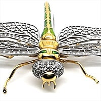 Bucherer Dragonfly Brooch with Diamonds in 18 Karat Yellow and White Gold Bucherer Dragonfly Brooch with Diamonds in 18 Karat Yellow and White Gold