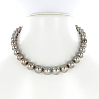 Tahitian Cultured Pearl Necklace with White Gold Ball Fermoir