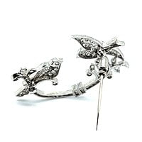 Antique Bird Brooch with Diamonds in Platinum and White Gold