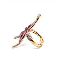 Pink Sapphire and Diamond Sea Star Ring in 18 Karat Rose Gold