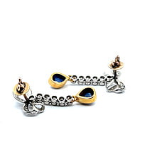 Lovely Diamond and Sapphire Bow-Earrings in Yellow Gold and Platinum