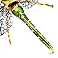 Bucherer Dragonfly Brooch with Diamonds in 18 Karat Yellow and White Gold