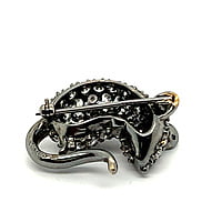 Cute Diamond Mouse Brooch in 18 Karat Blackened White Gold