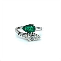 Enchanted 1.25 Carat Emerald and Diamond Toi et Moi Ring in Platinum