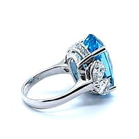 Aquamarine Ring with Diamonds in 14 Karat White Gold