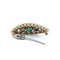 Charming Antique Brooch with Emerald and Old Cut Diamonds