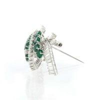 Emerald And Diamond Brooch in Platinum 950 Emerald And Diamond Brooch in Platinum 950