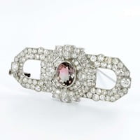 Art Deco Tourmaline and Diamond Platinum Brooch Art Deco Tourmaline and Diamond Platinum Brooch