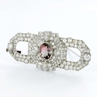 Art Deco Tourmaline and Diamond Platinum Brooch