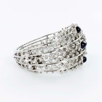 Decorative Sapphire and Diamond Bangle in White Gold 18 Karat