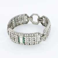 Magnificent Emerald and Diamond Platinum Art Deco Bracelet