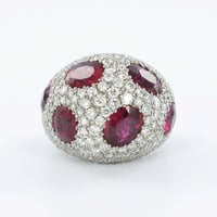 Certified Ruby and Diamond Platinum Cocktail Ring