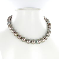 Tahitian Cultured Pearl Necklace with White Gold Ball Fermoir