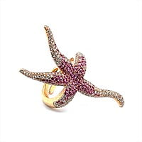 Pink Sapphire and Diamond Sea Star Ring in 18 Karat Rose Gold Pink Sapphire and Diamond Sea Star Ring in 18 Karat Rose Gold