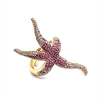 Pink Sapphire and Diamond Sea Star Ring in 18 Karat Rose Gold