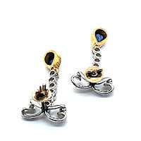 Lovely Diamond and Sapphire Bow-Earrings in Yellow Gold and Platinum