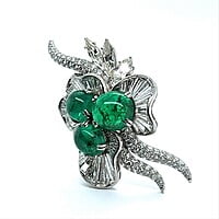 Mesmerizing Colombian Emerald Brooch with Diamonds in Platinum