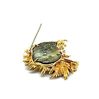 Gübelin Brooch with Abalone and Cultural Pearls in 18 Karat Yellow Gold