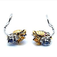 Playful Multi-Colored Sapphire Earrings in 18 Karat White and Yellow Gold Playful Multi-Colored Sapphire Earrings in 18 Karat White and Yellow Gold