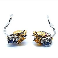 Playful Multi-Colored Sapphire Earrings in 18 Karat White and Yellow Gold