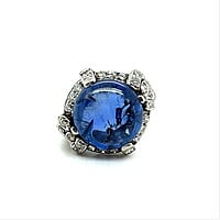 Alluring Sapphire Ring in Platinum with Old Cut Diamonds